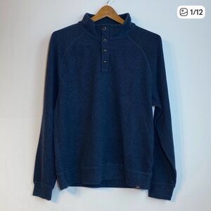 NWOT Faherty Pullover Sweater Mens M Blue Quarter Button Soft Lightweight
